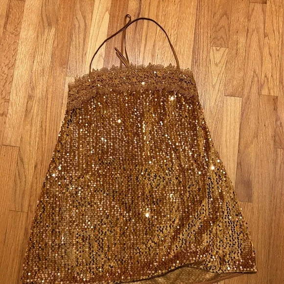 Free People Gold Sequin Dress - Picture 1 of 5